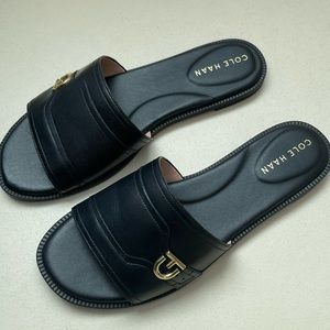 Cole Haan Charlotte black slide leather sandal, 8.5, NIB